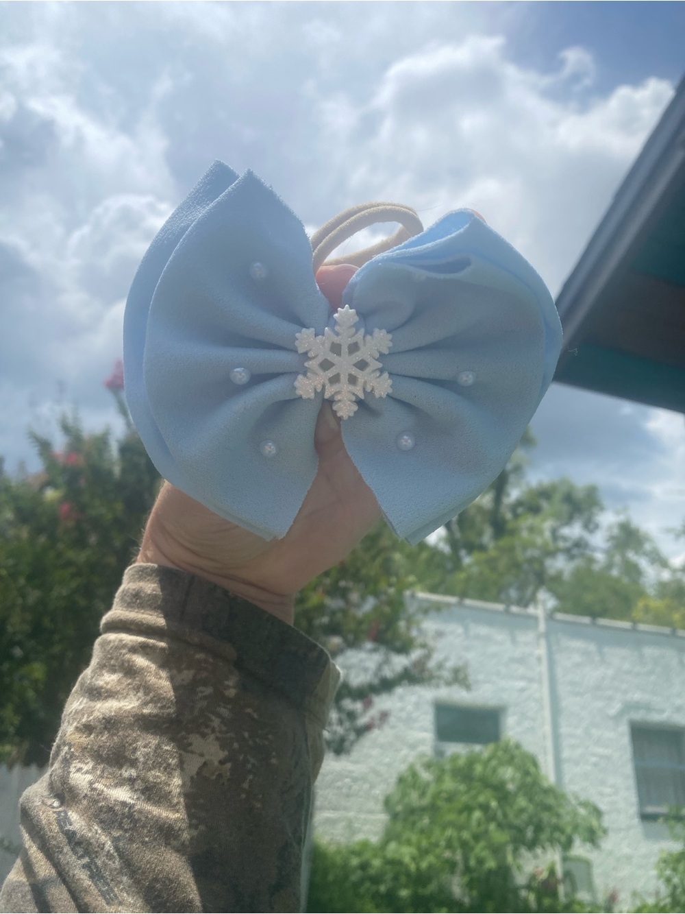 Light Blue Snowflake Bow - kids Accessories